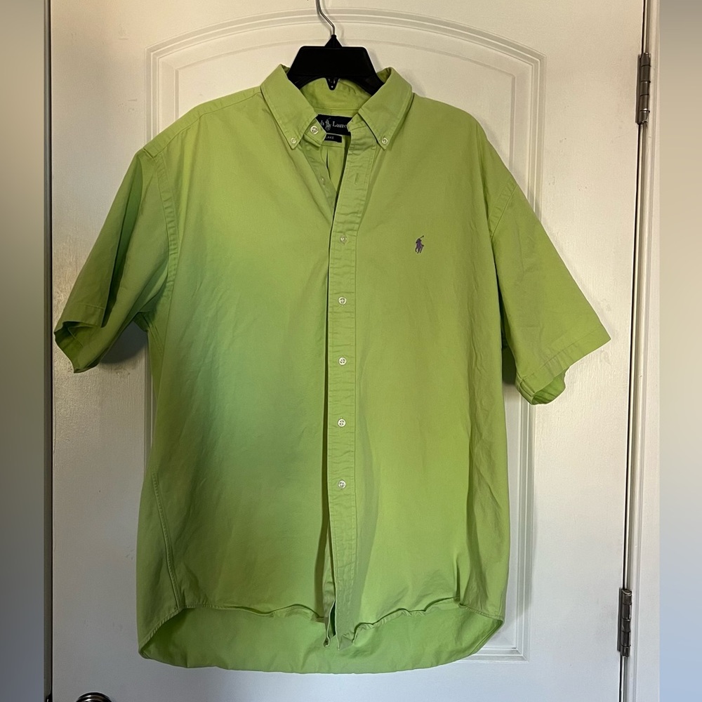 Men’s Short Sleeve Polo Shirt, Light Green, Lime, Size Large / L, Blake Style